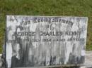 George Charles KENNY,
died 25 July 1954 aged 49 years;
Howard cemetery, City of Hervey Bay