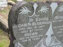 Elizabeth BILSBOROUGH,
died 19 Dec 1943 aged 67 years;
William,
died 3 March 1970 aged 96 years;
Ada,
daughter,
accidentally drowned 5 Nov 1916 aged 9 years;
Howard cemetery, City of Hervey Bay