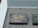 Robert Eardley WATSON,
died 6 Oct 1954 aged 45 years;
Raymond WATSON,
died 13 Feb 1976 aged 40 years;
Kevin Robert WATSON,
28-10-1929 - 18-5-1975 aged 45 years;
Keith WATSON,
29-7-1934 - 7-8-2004 aged 70 years;
Howard cemetery, City of Hervey Bay