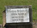 Letitia OLIVER,
died 15 May 1938 aged 51 years;
Howard cemetery, City of Hervey Bay