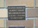 Albert Leslie BILSBOROUGH,
21-10-1916 - 17-6-2004;
Howard cemetery, City of Hervey Bay