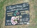 mum dad parents grandparents;
Sidney Ross MAHER,
born 9-9-1914,
died 6-3-1995;
Thelma Maud MAHER,
born 10-11-1916,
died 16-3-2005;
Howard cemetery, City of Hervey Bay