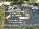 Ronald Claude MORRIS,
husband father grandfather poppy,
12-10-1918 - 9-8-1994;
Howard cemetery, City of Hervey Bay