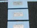 Henry William DAVIDSON,
died 30 Sept 1955 aged 43 years;
Veronica Carmel DAVISON,
died 6 Aug 1961 aged 17 years;
Clarence Keith DAVIDSON,
died 21-11-85 aged 52 years;
Henry William DAVIDSON,
died 23-10-86 aged 54 years;
Doris Irene DAVISON,
died 7-7-95 aged 82 years;
Howard cemetery, City of Hervey Bay