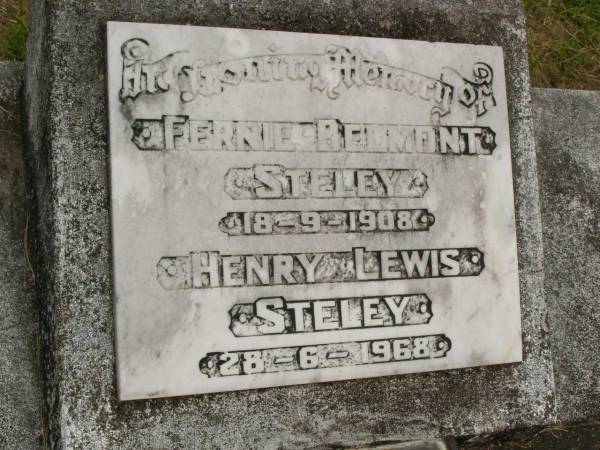 Fernie Belmont STELEY,  | died 18-9-1908;  | Henry Lewis STELEY,  | died 28-6-1968;  | Howard cemetery, City of Hervey Bay  | 