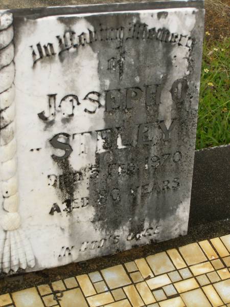 Alice STELEY,  | mother,  | died 5 June 1956 aged 68 years;  | Joseph O. STELEY,  | father,  | died 5 Feb 1970 aged 80 years;  | Howard cemetery, City of Hervey Bay  | 