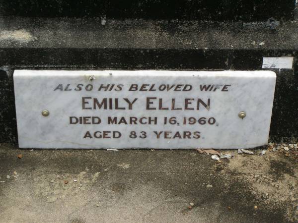 Bernard KENNY,  | husband father,  | died 17 Dec 1945 aged 71 years;  | Emily Ellen,  | wife,  | died 16 March 1960 aged 83 years;  | Howard cemetery, City of Hervey Bay  | 