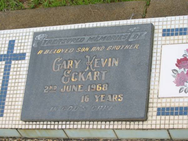Gary Kevin ECKART,  | son brother,  | died 2 JUne 1969 aged 16 years;  | Howard cemetery, City of Hervey Bay  | 