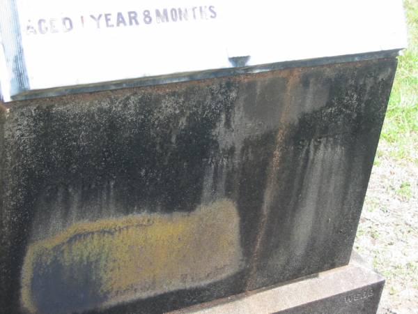 Margaret A. WHITE,  | died 24 June 1919 aged 1 years 8 months,  | remembered? by parents & sisters;  | Howard cemetery, City of Hervey Bay  | 