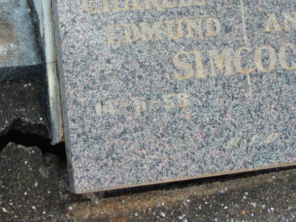 Charles Edmund SIMCOCK,  | died 14-6-58;  | Mary Ann SIMCOCK,  | died 13-10-71;  | Howard cemetery, City of Hervey Bay  | 