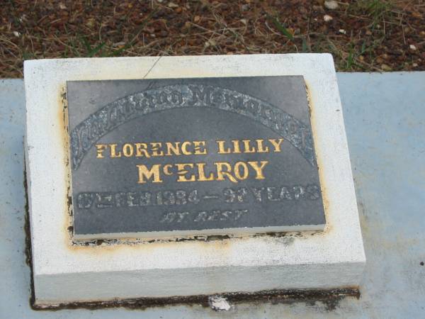 Florence Lilly MCELROY,  | died 17 Feb 1984? aged 92 years;  | Howard cemetery, City of Hervey Bay  | 
