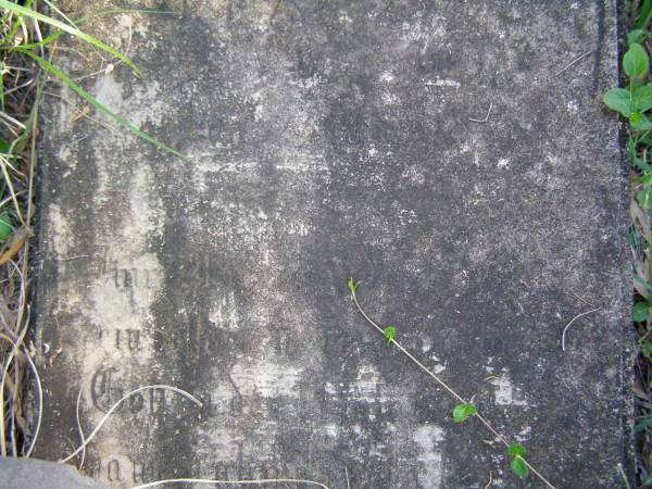 Johan THRAN?,  | died 2 ???;  | Hoya/Boonah Baptist Cemetery, Boonah Shire  |   | (probably) Joseph Henselin died 23 May 1896, born 6 December 1873, he is the son of Christian FG Henselin and Marie DW Litzow  |   | 