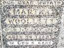 
Reginald WOOLLETT,
husband,
died 8 Aug 1948 aged 77 years;
Martha WOOLLETT,
mother,
died 17 July 1959 aged 84 years;
Jandowae Cemetery, Wambo Shire
