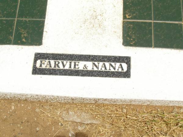 Thomas Theo CURTIS (Farvie),  | husband father,  | died 8 Oct 1951 aged 69 years;  | Charlotte Grace CURTIS (Nana),  | mother,  | died 25 Nov 1967 aged 93 years;  | Jandowae Cemetery, Wambo Shire  | 