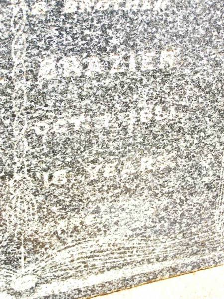 Ronald Noel BRAZIER,  | son brother,  | died 7 Oct 1951 aged 18 years;  | Jandowae Cemetery, Wambo Shire  | 