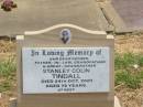 
Stanley Colin TINDALL,
father father-in-law grandfather great-grandfather,
died 24 Oct 2001 aged 78 years;
Jandowae Cemetery, Wambo Shire
