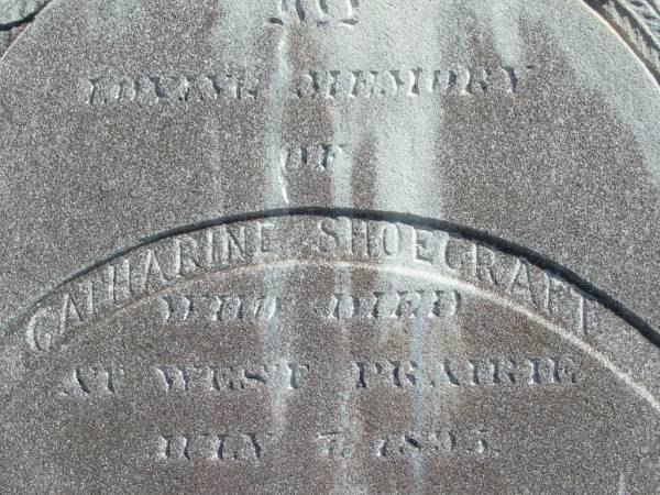 Catharine SHOWCRAFT,  | died West Prairie 7 July 1895 aged 11 years;  | Jondaryan cemetery, Jondaryan Shire  | 
