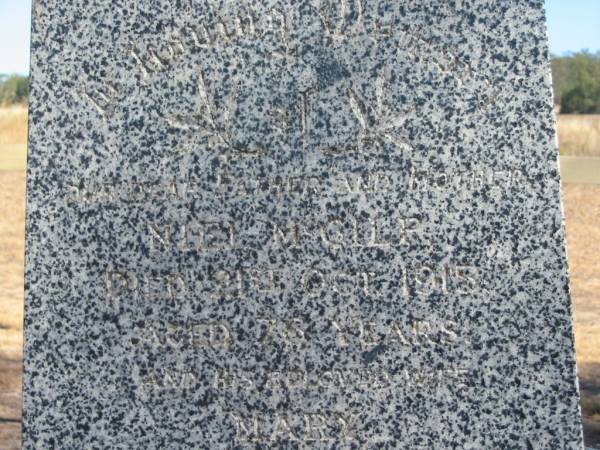 Neil MCGILP,  | died 21 Oct 1915 aged 76 years;  | Mary,  | wife,  | died 29 Sep 1921 aged 59 years;  | Alexander,  | brother,  | died 6 July 1895 aged 14 years;  | Niel Alexander,  | died 6 Jan 1898 aged 10 months;  | Jondaryan cemetery, Jondaryan Shire  | 