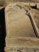 George J.F. BYER,
died 18 June 1905? aged 79 years,
erected by wife Dorothea BYER
& son Theodor C.F. BYER;
Dorothea BYER,
died 12 April 1909 in 86th year;
Jondaryan cemetery, Jondaryan Shire