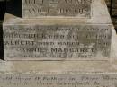 Martha Mary,
daughter of Valentine & Mary PLATZ,
died 10? March? 1911 aged 25 years 6 months;
children;
Frederick,
died 15 Aug 1892;
Albert,
died 29 March 1896;
Annie Margaret,
died 3 April 1887;
Valentine PLATZ,
died 8 March 1917 aged 68 years,
erected by wife & children;
Maria PLATZ,
died 1 July 1933 aged 78 years;
Joseph Peter PLATZ,
son of Valentine & Mary PLATZ,
died 4 Dec 1921 aged 31 years,
erected by mother, sisters & brothers;
Mary PLATZ,
mother,
died 1 July 1933? aged 78 years;
Jondaryan cemetery, Jondaryan Shire