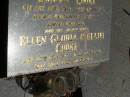 Arnold COOKE,
husband,
died 28 April 1980 aged 67 years,
remembered by wife Nell;
Ellen Gloria (Nellie) COOKE,
wife,
died 26 Sept 1987 aged 61 years;
Jondaryan cemetery, Jondaryan Shire