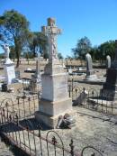 Annie Johanna QUINLAN,
died 11 March 1911;
Cornelius Denis Joseph,
son of D. & M. FLANAGAN,
died March 1922? aged 12? years;
Cornelius QUINLAN,
died 27 June 1914? aged 76 years;
Mary Elizabeth FLANAGAN,
died 20 June 1913? aged 70 years;
Daniel FLANAGAN,
died 5 March 1944 aged 71 years;
parents of L.A. FLANAGAN;
Jondaryan cemetery, Jondaryan Shire