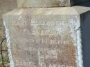Annie Johanna QUINLAN,
died 11 March 1911;
Cornelius Denis Joseph,
son of D. & M. FLANAGAN,
died March 1922? aged 12? years;
Cornelius QUINLAN,
died 27 June 1914? aged 76 years;
Mary Elizabeth FLANAGAN,
died 20 June 1913? aged 70 years;
Daniel FLANAGAN,
died 5 March 1944 aged 71 years;
parents of L.A. FLANAGAN;
Jondaryan cemetery, Jondaryan Shire
