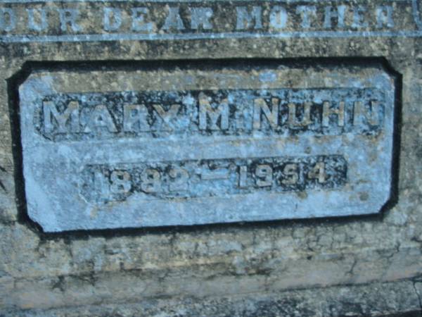 Conrad F NUHN  | 1873 - 1955  | Mary M NUHN  | 1882 - 1954  |   | St John's Lutheran Church Cemetery, Kalbar, Boonah Shire  |   | 