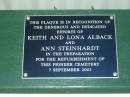 
Keith & Lona ALBACK;
Ann STEINHARDT;
refurbishment 7 Sept 2003;
Engelsburg Methodist Pioneer Cemetery, Kalbar, Boonah Shire
