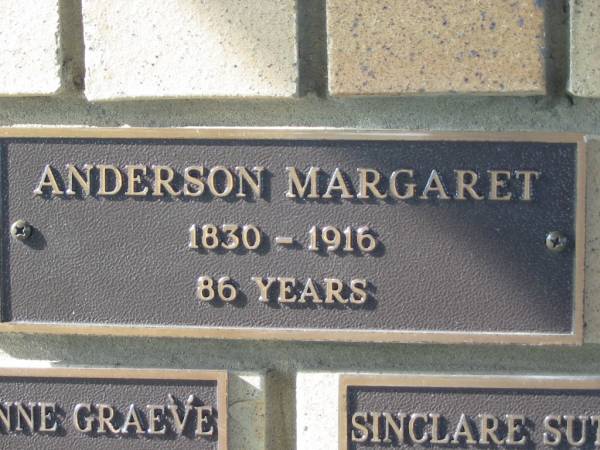 Margaret ANDERSON,  | 1830 - 1916 aged 86 years;  | Engelsburg Methodist Pioneer Cemetery, Kalbar, Boonah Shire  | <a href= /FamilyHistory/Other/Districts/Boonah/MargaretANDERSON.html >Some of the story of Margaret Anderson</a>  |   | 