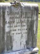 
Mary Jane HOLE, mother,
died 24 Nov 1933 aged 74 years;
Kandanga Cemetery, Cooloola Shire
