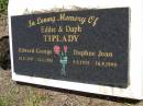 
Edward George (Eddie) TIPLADY,
28-11-1917 - 21-6-2001;
Daphne Joan (Daph) TIPLADY,
5-9-1925 - 30-9-1999;
Kandanga Cemetery, Cooloola Shire
