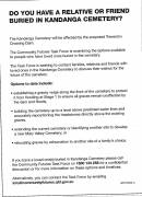 
Courier-Mail Fri 15 June 2007:
Request for relativesfriends of those buried
in Kangdanga cemetery to contact the Community
Futures Task Force on 1800 133 258
or info@communityfutures.qld.gov.au
regarding the future of the cemetery and
its graves
