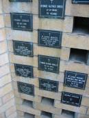 
George Alfred CROSS
5 May 1949, aged 72
Frank CROSS
9 Dec 1961, aged 57
Florence E HITCHIN
17 Feb 1965, aged 90
Henry HITCHIN
12 Oct 1949 aged 80
Alice Grace Mary HOLMES
31 May 1969, aged 85
Phyllis WHITFORD
14 Feb 1983, aged 70
Sarah E MITCHELL
27 Oct 1961, aged 80
Frederick Arthur HARRIES
23 Sep 1959, aged 53
Edward George MORLEY
22 Dec 1952, aged 60
Christopher T CROSBY
11 Aug 1974, aged 92
Florence May WILSON
16 May 1986, aged 87
Clarence Thomas CROSBY
9 Mar 1972 aged 65
Dora CROSBY
14 Oct 1957, aged 72
Mona CROSS
b: Mar 1914, d: Oct 1995
St Marys Anglican Church, Kangaroo Point, Brisbane
