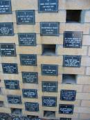 
Irene Suzanne COVELL
16 Mar 1979, aged 51
Mabel Pierce SHANNON
23 Mar 1970, aged 89
Alfred CATLING
3 Jul 1964, aged 75
Winifred Nanette CATLING
29 Sep 1963, aged 29
William Douglas FRANCIS
2 Jan 1959, aged 69
Irene Bell CATLING
27 Apr 1959, aged 61
Lillie May DOBSON
b: 25 Feb 1904, d: 14 Aug 1996
Richard Charles MASON
27 May 1949, aged 6 months
Edith Sarah ALLAN
1 May 1963, aged 76
George William DOBSON
22 Jun 1962
(husband of Lillie and father of Gresham)
Caroline Rebecca LEONARD
25 Jan 1969, aged 87
Eleanor Conway BARNETT
b: 1885, d: 1961
Mildred Scott DALBY
24 Dec 1957, aged 83
Montague Cairncross Dalby
12 Jul 1971, aged 97
Henry Alfred BARNETT
20 Apr 1949, aged 83
Minnie Corinth SIDES
19 Jun 76, aged 97
Ida Mary BARNETT
14 Nov 2001, aged 89
Edith Myrtle LINDSAY
17 Oct 1974 aged 62
Ada O HINCKFUSS
27 Aug 1986, aged 91
Edith  Jane DALBY
2 Dec 1985, aged 107
Richard C HINCKFUSS
3 Oct 1995, aged 54
St Marys Anglican Church, Kangaroo Point, Brisbane
