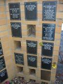 
Lewis George Enos HARVEY
16 Jun 1981, aged 77
May Horton HARVEY
25 Dec 1981, aged 78
sir David John MUIR
23 Mar 1986, aged 69
Jane Rosemary FINCH
b: 7 Sep 1937 , d: 11 Sep 1987
Geoffrey Stratton CHAMBERS
17 Apr 1987, aged 73
Rita Florence ALLAN
b: 20 Dec 1920, d: 1 Apr 1987
Clive ALLAN
b: 2 Apr 1910, d: 12 Sep 2002
remembered by Peter, Don, Bettye, Steven, Tracey, Karen, Emily, Jacob, Nicholas
Pammie WATERHOUSE
25 Jun 1988
Jonathon James Thomas COPELAND
26 Jun 1987, aged 2 years 8 months
Russel J M WALKER
b: 19 Jul 1915, d: 2 Jul 1989
Eileen M WALKER 
b: 4 May 1913, d: 25 Oct 1989
Ronald Francis WATT
13 Apr 1989, aged 76
Thomas Joseph LINDSAY
b: 13 Aug 1924, d: 3 May 1992

St Marys Anglican Church, Kangaroo Point, Brisbane
