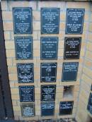 
Mary (May) MILFORD
2 Nov 1974, aged 78
Violet MILFORD
25 May 1981, aged 82
Grace Elizabeth MUIR
5 Oct 1967, aged 76
John Arthur MUIR
9 May 1982, aged 92
Edith May NOBLE
8 Aug 1973, aged 83
Stanley William NOBLE
31 Oct 1979, aged 90
James PATERSON
10 Apr 1964, aged 66
Madeline Victoria PATERSON ?
22 Mar 1981, aged 83
Robert Hindmarsh MEARNS
28 Jun 1974, aged 82
Ada Marion MEARNS
12 Oct 79, aged 85
May Isabella COX
4 Oct 76, aged 69
James Schaffer COX
b: 14 May 1908, d: 7 Mar 1998
Alice Amy STOCKDALE
11 Mar 84, aged 77
Sidney Edwin STOCKDALE
27 Jul 1996, aged 87
Margaret Louise HITCHIN (Greta)
12 Jan 1983, aged 71
John Henry HITCHIN
28 Jul 1984, aged 81
George LOMINGA
(husband of Doris, father of Lynette and Peter)
b: 6 Aug 1920, d: 21 Apr 1981
Leslie STAUNTON
(husband of Kit)
8 Jun 1980, aged 86
Agnes Catherine STAUNTON
b: 20 Apr 1903, d: 10 Jan 2001
Vivien Adair FREEMAN
b: 23 Dec 1920, d: 7 Mar 1993
Neville John FREEMAN
4 Jul 1915, d: 2 May 2001
Timothy Allen VOWLES
b: 26 Oct 1952, d: 6 Dec 1996?
Stewart C A VOWLES
3 Mar 1984, aged 58
Albert Henry GILL
b: 11 Jul 27? d: 23 Dec 93?

St Marys Anglican Church, Kangaroo Point, Brisbane
