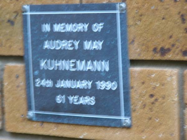 Audrey May KUHNEMANN  | d: 24 Jan 1990, aged 61  | Kenmore-Brookfield Anglican Church, Brisbane  | 