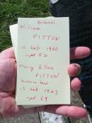 William FITTON, husband,
died 12 Sept 1960 aged 52 years;
Mary Ellen FITTON, mother-in-law,
died 13 Sept 1947 aged 69 years;
St Johns Catholic Church, Kerry, Beaudesert Shire