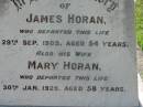 James HORAN,
died 29 Sep 1905 aged 54 years;
Mary HORAN, wife,
died 30 Jan 1929 aged 58 years;
St Johns Catholic Church, Kerry, Beaudesert Shire