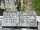 Mary WARD (nee DONOVAN),
born 8-8-1886 died 14-3-1981;
Thomas WARD,
died 27 Aug 1973 aged 86 years;
St Johns Catholic Church, Kerry, Beaudesert Shire