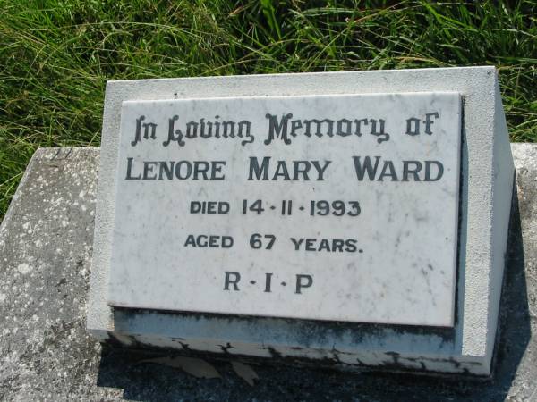 Lenore Mary WARD,  | died 14-11-1993 aged 67 years;  | St John's Catholic Church, Kerry, Beaudesert Shire  | 
