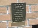Vonda Aileen KINGSMERE,
29-8-1926 - 12-1-2006 aged 79 years;
Henry Robert KINGSMERE,
30-7-1921 - 23-2-2004 aged 82 years;
Kilkivan cemetery, Kilkivan Shire