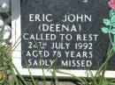 Eric John (Deena) TURNER,
died 24 July 1992 aged 78 years;
Vera Violet (Granma) TURNER,
died 7 Dec 2000 aged 84 years;
Kilkivan cemetery, Kilkivan Shire