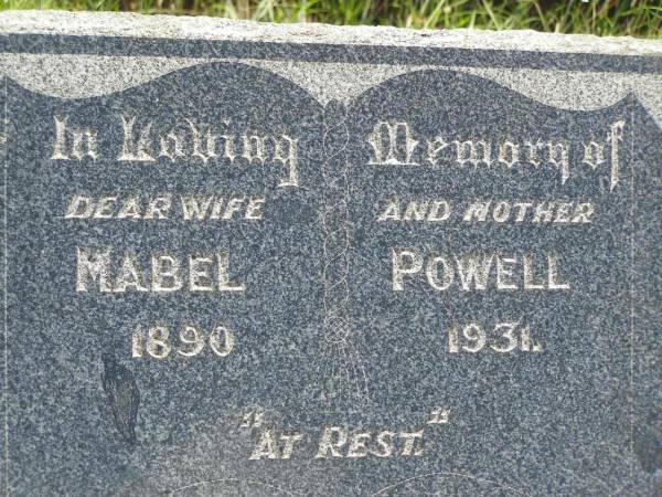 Mabel POWELL,  | wife mother,  | 1890 - 1931;  | Kilkivan cemetery, Kilkivan Shire  | 