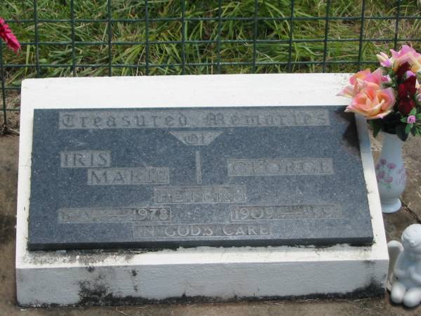 Iris Marie PETERS,  | 1918 - 1978;  | George PETERS,  | 1909 - 1991;  | Edith Alice TURNER,  | 1880 - 1954;  | Ernest Edward TURNER,  | 1881 - 1957;  | Kilkivan cemetery, Kilkivan Shire  | 