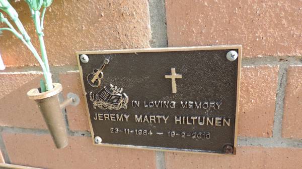 Jeremy Marty HILTUNEN  | b: 23 Nov 1984  | d: 19 Feb 2010  |   | Kilkivan cemetery, Kilkivan Shire  | 