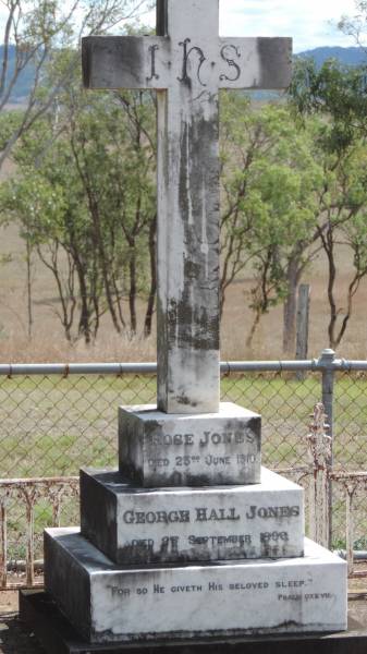 George Hall JONES  | d 2 Sep 1898  |   | Rose JONES  | d: 23 Jun 1910  |   | Kilkivan station cemetery  |   | 