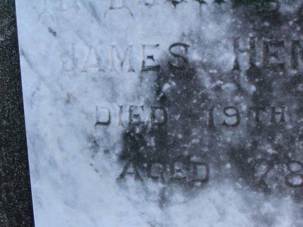 James Henry ALDIS,  | died 19 July 1941 aged 78 years;  | Killarney cemetery, Warwick Shire  | 