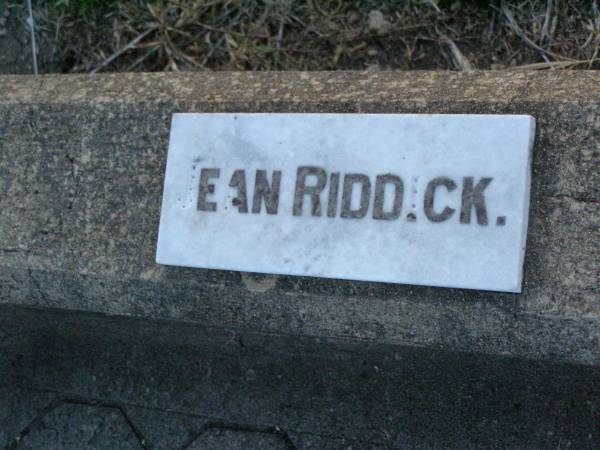 Jean RIDDICK;  | Killarney cemetery, Warwick Shire  | 